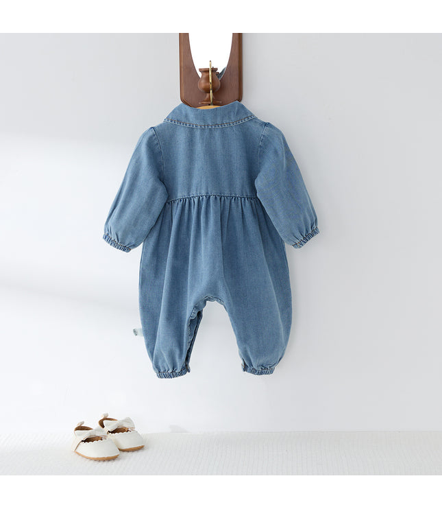 Cute Lapel Denim Rompers Jumpsuit