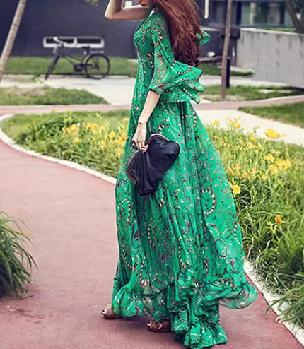 European And American Popular V-neck Dress