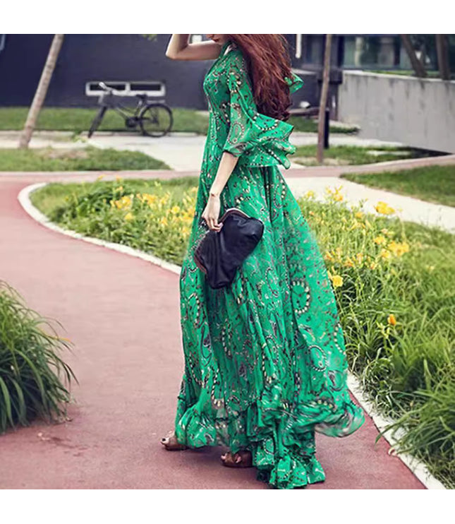 European And American Popular V-neck Dress