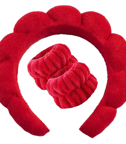 3Pcs Makeup Sponge Spa Headband Puffy Sponge Sweet Hair Band Women