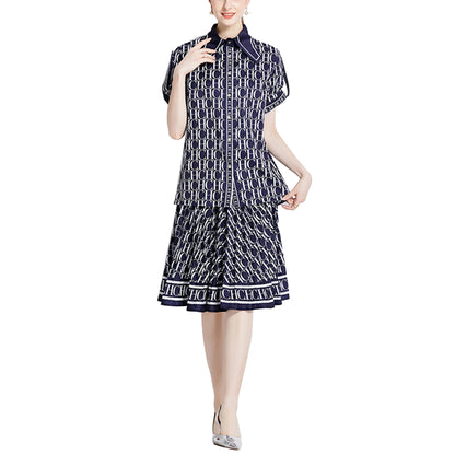 Short‑Sleeve Shirt &amp; Pleated A‑Line Skirt
