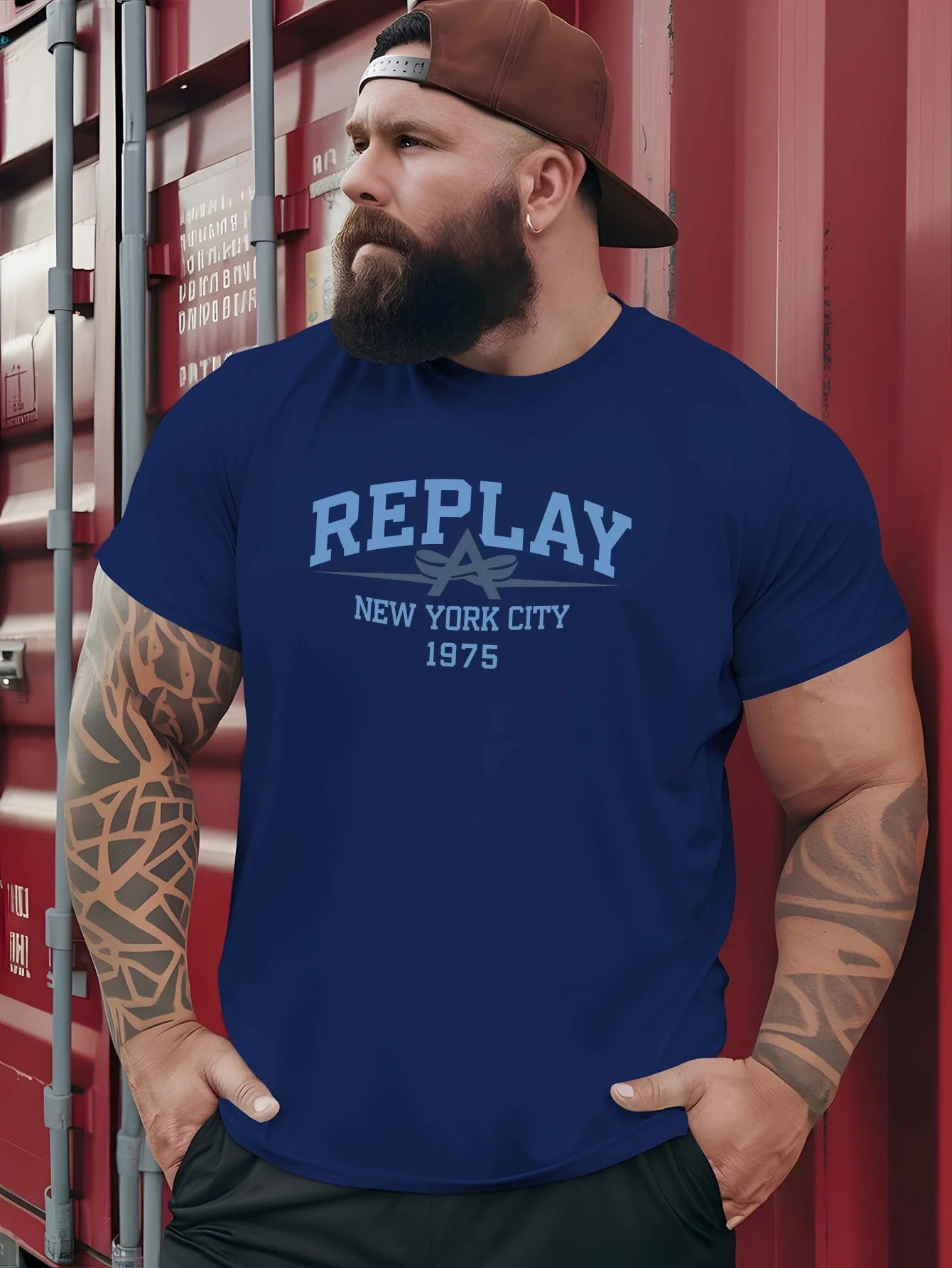 Summer Men Cotton T-Shirt  REPLAY Short Sleeve Streetwear