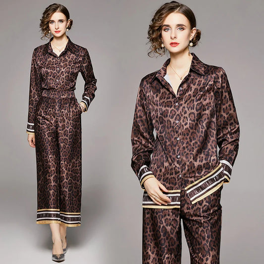 Slim Shirt &amp; Wide‑Leg Pants