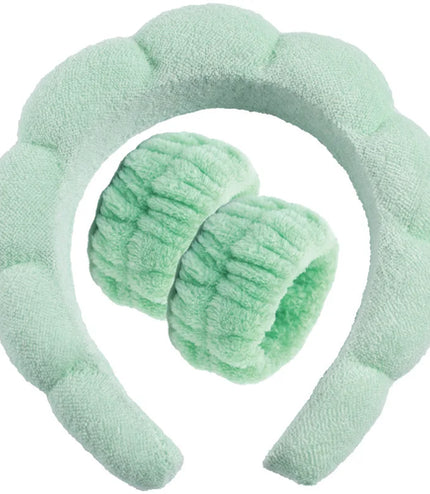 3Pcs Makeup Sponge Spa Headband Puffy Sponge Sweet Hair Band Women