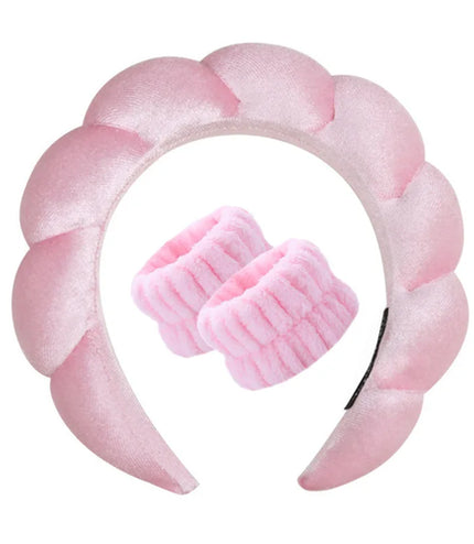 3Pcs Makeup Sponge Spa Headband Puffy Sponge Sweet Hair Band Women