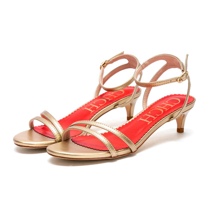 CHCH Women’s Round Open-Toe Kitten-Heel Sandals