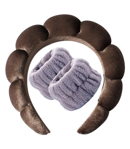 3Pcs Makeup Sponge Spa Headband Puffy Sponge Sweet Hair Band Women