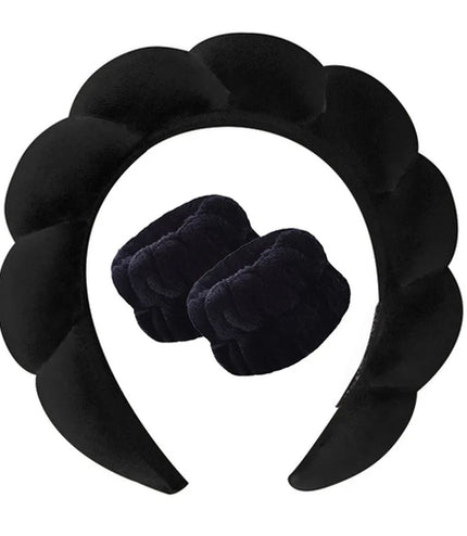 3Pcs Makeup Sponge Spa Headband Puffy Sponge Sweet Hair Band Women