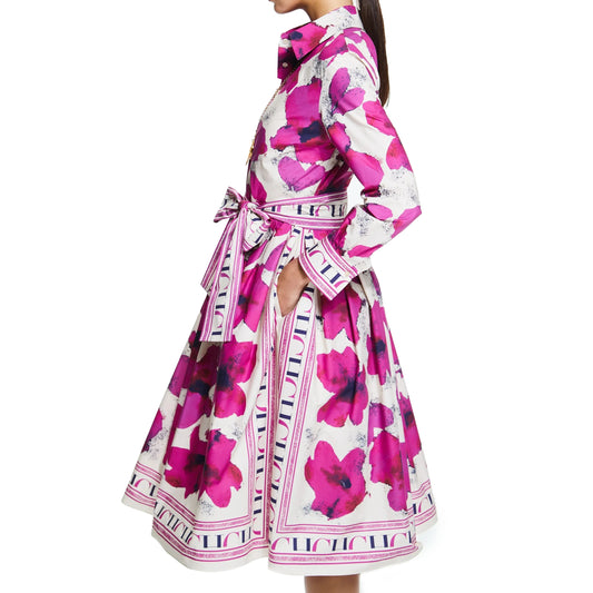 CHCH Women's Long-Sleeved Floral Print Party Dress