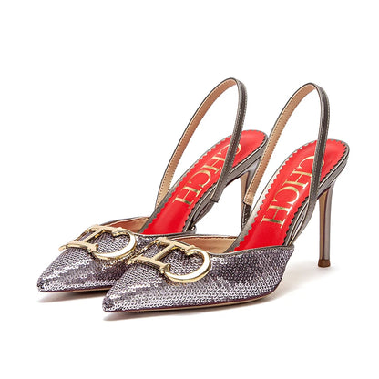 CHCH Women’s 9 cm Sharp-Tip Strappy High Heels