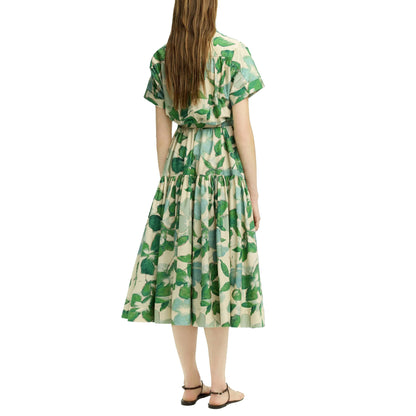 CHCH Women's Color-Block Midi Dress with Waist Cinching and Pockets