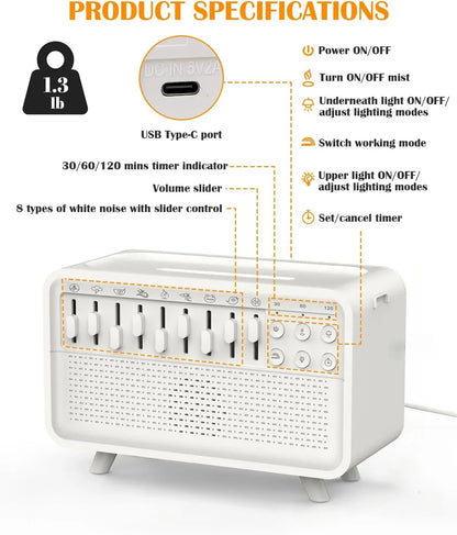 White‑Noise Sleep Aid • Ultrasonic Humidifier