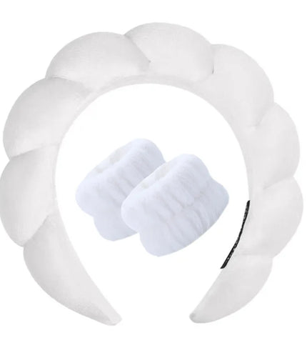 3Pcs Makeup Sponge Spa Headband Puffy Sponge Sweet Hair Band Women