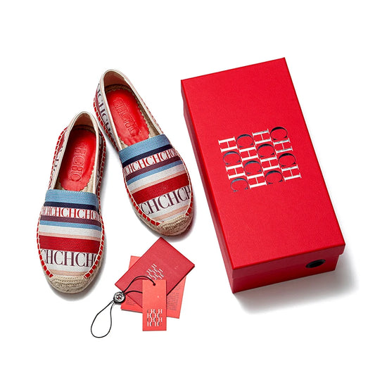 CHCH Women's Striped Letter Print Fisherman Loafers