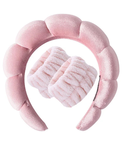 3Pcs Makeup Sponge Spa Headband Puffy Sponge Sweet Hair Band Women