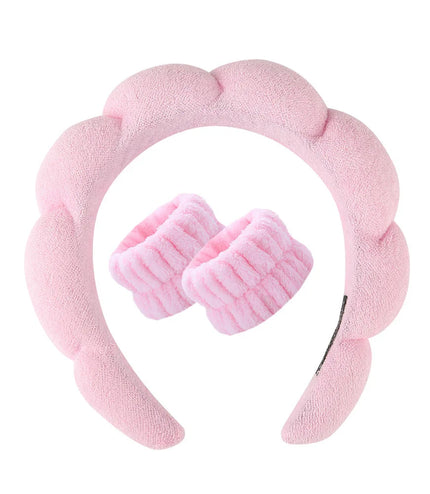 3Pcs Makeup Sponge Spa Headband Puffy Sponge Sweet Hair Band Women