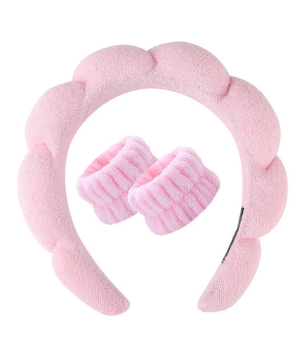 3Pcs Makeup Sponge Spa Headband Puffy Sponge Sweet Hair Band Women