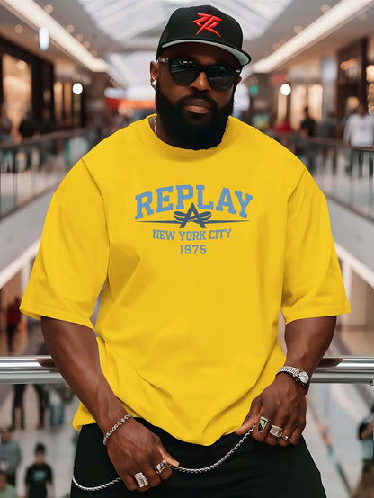 Summer Men Cotton T-Shirt  REPLAY Short Sleeve Streetwear