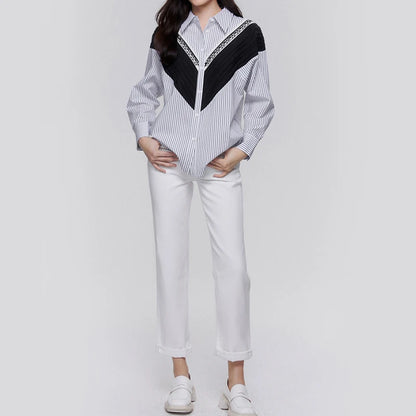 Women’s Luxe Patchwork Stripe Blouse