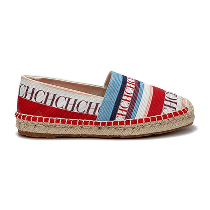 CHCH Women's Striped Letter Print Fisherman Loafers