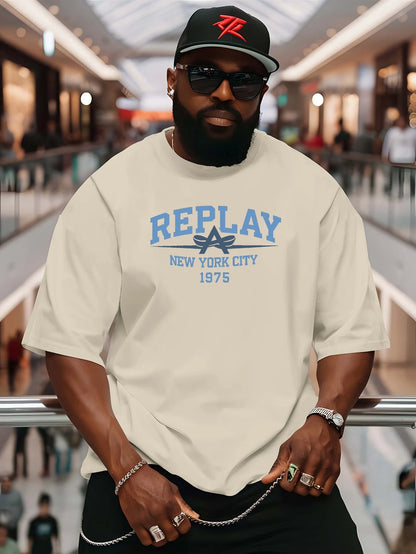 Summer Men Cotton T-Shirt  REPLAY Short Sleeve Streetwear
