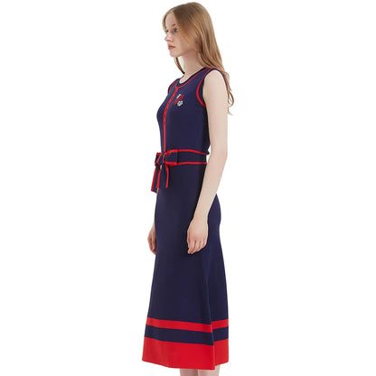 CHCH Women’s Sleeveless Navy Blue Knitted Maxi Dress