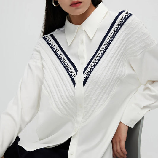 Women’s Luxe Patchwork Stripe Blouse