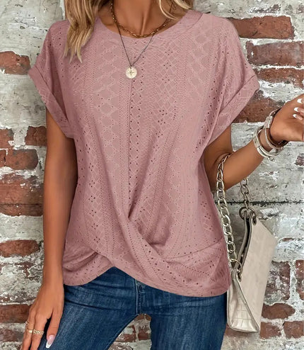 Casual Round Neck Women's Short Sleeved Top