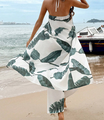 Elastic Waist Wide Leg Pants Two Piece Set For Spring And Summer