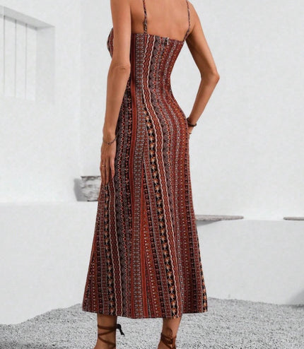 Holidaya Vintage Style Women's Printed Strap Dress