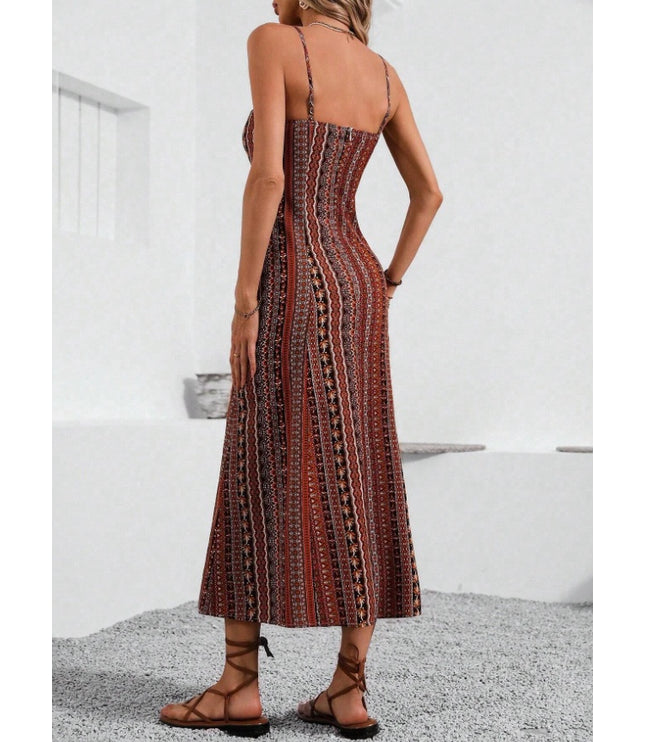 Holidaya Vintage Style Women's Printed Strap Dress