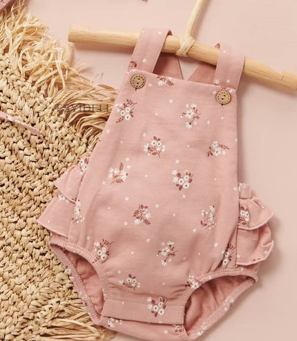 Kids Fashion Print Ruffle Sling Bodysuit