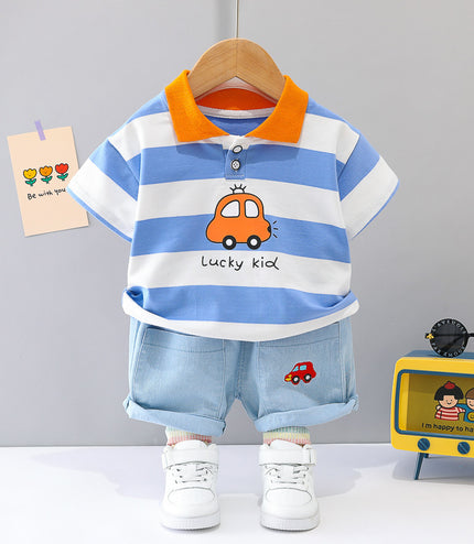 Boys' Summer Short Sleeve Korean Style Lapel Polo Shirt