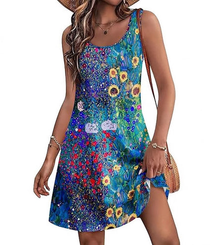 Casual European And American Garden Collar Printing Dress