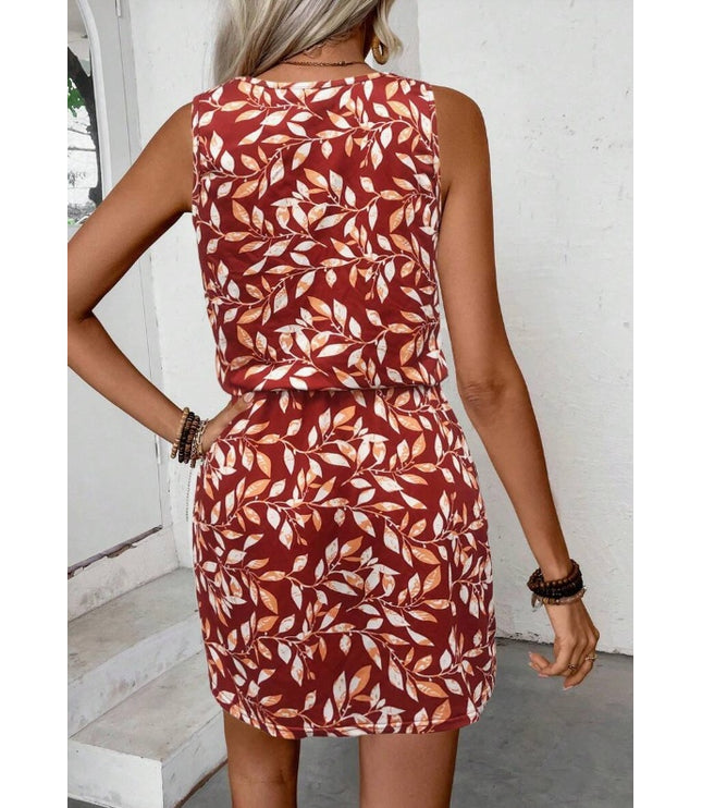 Ladies' Printed Tie-Up Sleeveless Summer Holiday Dress