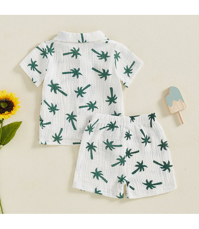 Baby Boy Beach Series Short Sleeve Blouse And Pants