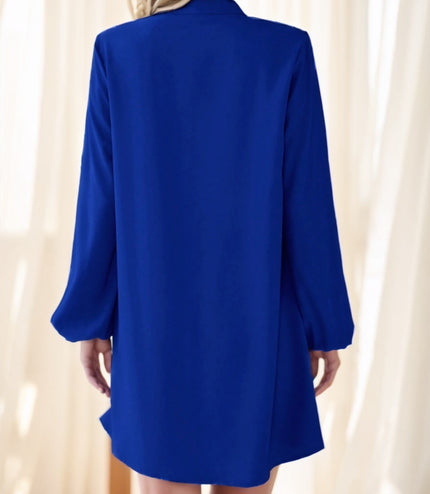 Round Neck Lantern Sleeve Shirt Dress