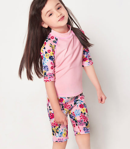 Yi Zi Children's Swimwear Girls Swimwear Baby Baby Split Pants Swimwear Big Kids Sunscreen Swimwear