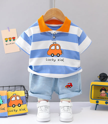 Boys' Summer Short Sleeve Korean Style Lapel Polo Shirt