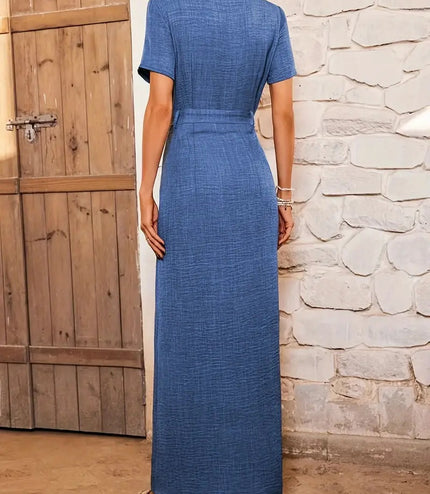 Casual Short-sleeved Denim Dress For Women