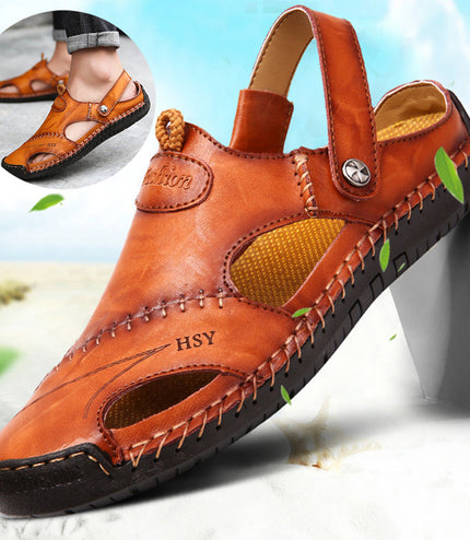 Men's Closed Toe Sandals Summer Adjustable Slides Slippers Fashion Beach Shoes