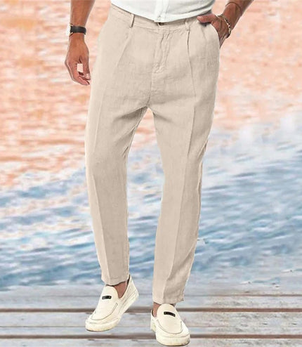 Linen Pants Straight Pure Color Comfort Outdoor Leisure