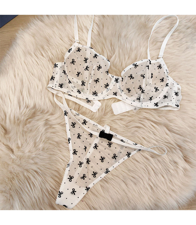 European And American Style High-grade Flocked Printed Ultra-thin Mesh Big Chest Makes You Look Smaller