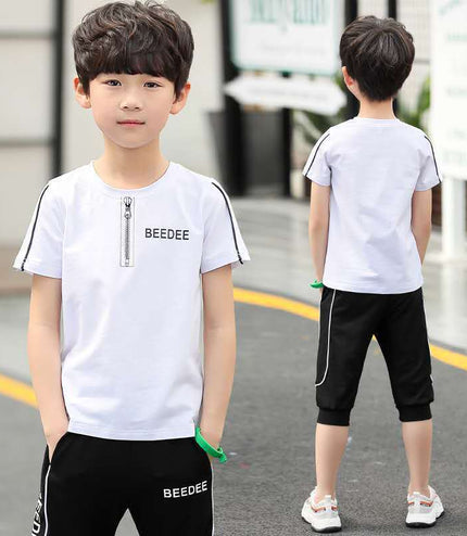 Middle And Big Boys Summer Short Sleeve T-shirt Two-piece  Fashion