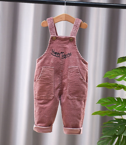 New Corduroy Baby Kids Denim Suspender Pants