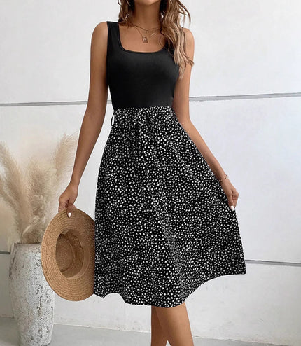 Elegant Contrast Color Sleeveless Dress