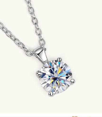 Classic Four-claw Diamond Necklace High-grade 925 Silver Plating 18K Gold Pendant
