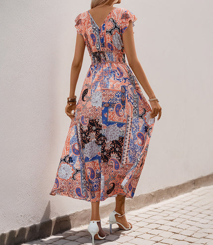European And American Summer A Swing Printed Dress