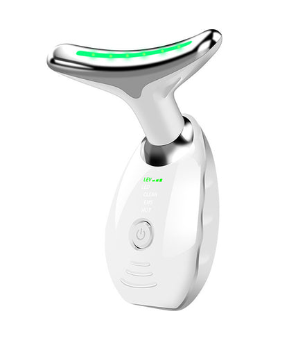 Neck Face Beauty Device Colorful LED Photon Therapy Skin Tighten Reduce Double Chin Anti Wrinkle Remove Lifting Massager