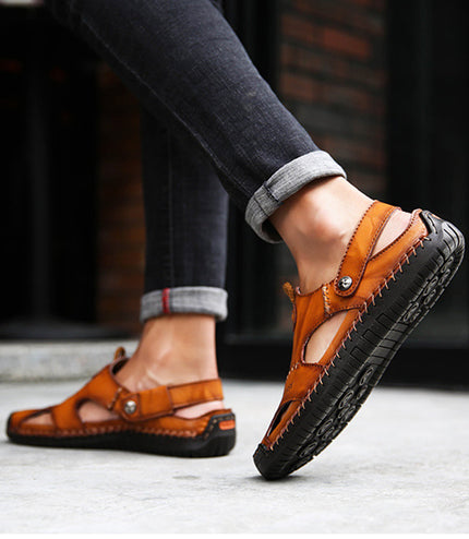 Men's Closed Toe Sandals Summer Adjustable Slides Slippers Fashion Beach Shoes